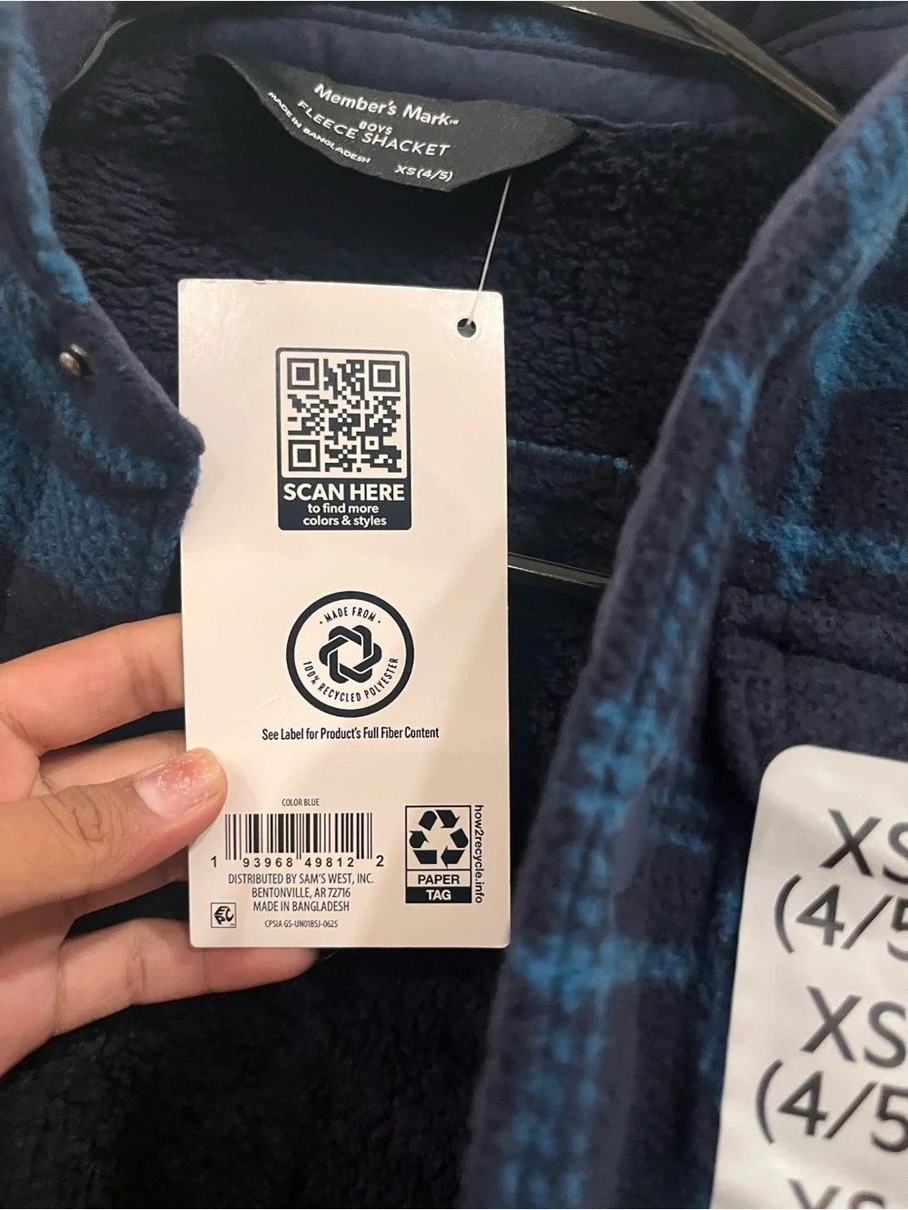 Blue and Navy Plaid Fleece Jacket With Soft Inside